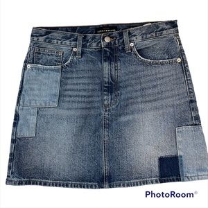Lucky Brand Old Favorite Patchwork Reworked Mini Denim Skirt Size 6